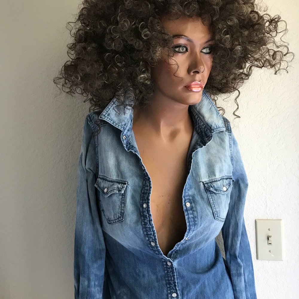 Western Style Denim Jeans Chambray Style SHIRT XS